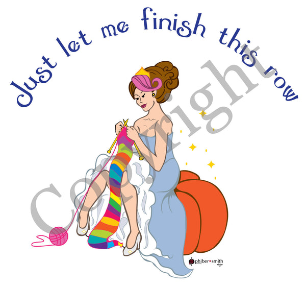 Cinderella Knits Mug for Coffee or Tea - "Just let me finish this row" - for knitters