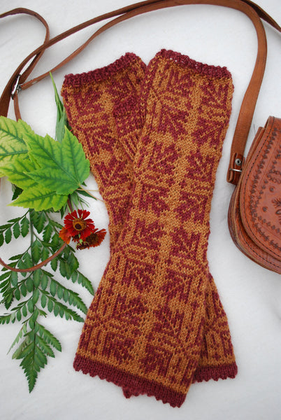 Maple Fall Fingerless Gloves Knitting Pattern (PDF) by Phibersmith Designs