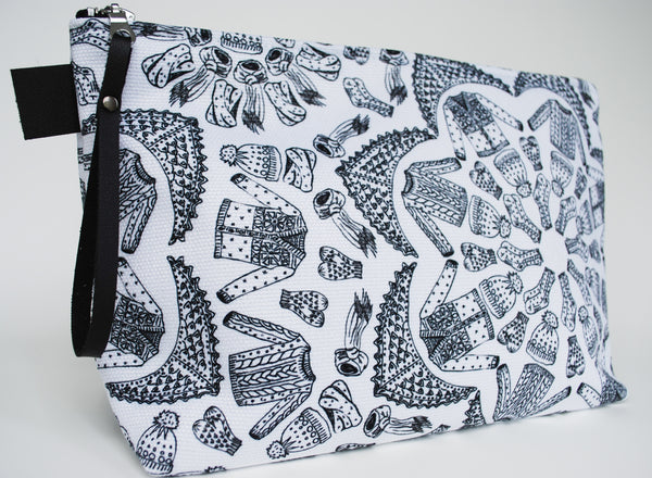 Kaleidoscope Knits Project Bag for Knitters - Black & White Colourway