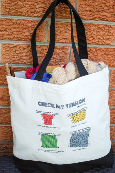 "Check My Tension" Tote Bag for knitters